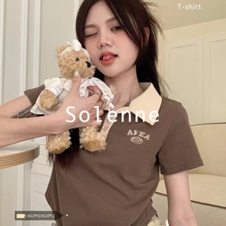 Solenne  เสื้อครอป เสื้อยืดผู้หญิง ครอป baby tee สาวเรโทร 2023 NEW Style Chic สวย รุ่นใหม่ High quality A99J1YC 36Z230909