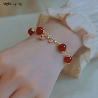 [highbuying] สไตล์เกาหลี เบา กุหลาบ เสน่ห์ สร้อยข้อมือ แฟชั่น โรแมนติก ลูกปัดสีแดง พลอยเทียม กําไลข้อมือ สําหรับผู้หญิง เครื่องประดับจัดงานแต่งงาน ของขวัญใหม่ พร้อมส่ง