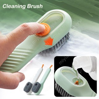 แปรงทำความสะอาด Oft Bristled Liquid Shoe Brush Cleaning Long Handle Shoe Clothing Board Clothes Brushes Household Cleaner Tools miyia