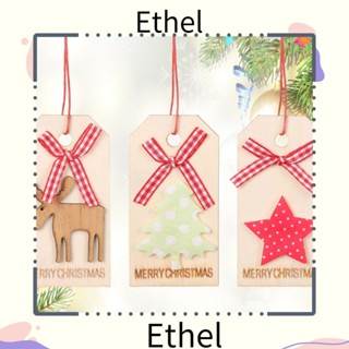 Ethel1 จี้ไม้ รูปกวาง ประดับโบว์ สําหรับตกแต่งต้นคริสต์มาส