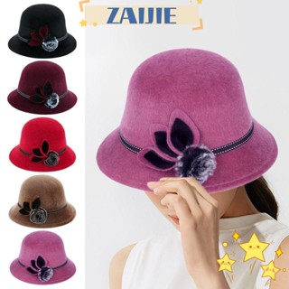 Zaijie24 Fedoras หมวกลําลอง หรูหรา อ่างล้างหน้า หมวกโบลเลอร์ หมวกโดม