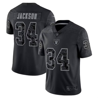 เสื้อยืดกีฬาแขนสั้น ลายทีมชาติฟุตบอล Jay NFL Las Vegas Raiders Bo Jackson Retired RFLCTV พลัสไซซ์