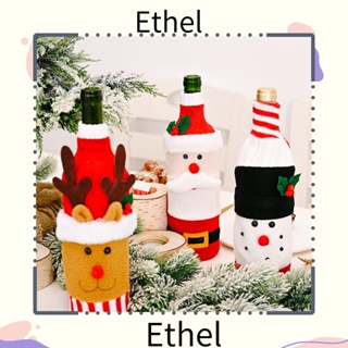 Ethel1 กระเป๋าใส่ขวดไวน์แดง รูปซานตาคลอส สโนว์แมน สําหรับตกแต่งวันหยุด