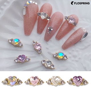 Flospring พลอยเทียม รูปหัวใจ สีพีช สําหรับตกแต่งเล็บ DIY 10 ชิ้น