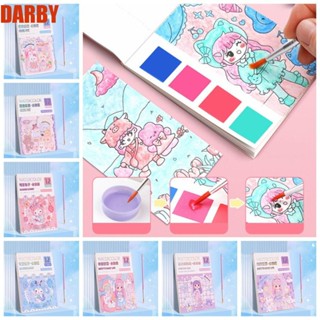 Darby สมุดระบายสี พร้อมสี และแปรง ที่คั่นหนังสือ DIY สมุดวาดภาพกราฟฟิตีเปล่า แบบพกพา สําหรับเด็กอนุบาล