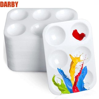 Darby ถาดสีน้ํา พลาสติก ทรงสี่เหลี่ยมผืนผ้า 6 ช่อง สีขาว สําหรับเด็ก 10 ชิ้น