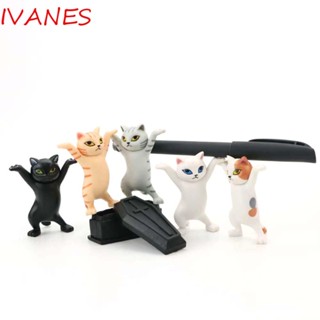 Ivanes ตุ๊กตาฟิกเกอร์ PVC รูปการ์ตูนแมวเต้นรําน่ารัก ของเล่นตลก สําหรับตกแต่งบ้าน