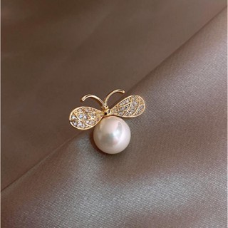 Spot# bee Pearl anti-exposure buckle brooch high-end womens scarf buckle fixed clothes pin collar decoration summer 8jj