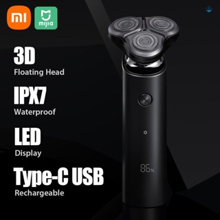 Xiaomi Mijia เครื่องโกนหนวดไฟฟ้า S500 IPX7 กันน้ํา ผู้ชาย มีดโกน พร้อมหัวใบมีดสามใบ แห้ง เปียก ใบมีดคู่ สบาย ทําความสะอาดใบหน้า เครื่องตัดหนวดเครา พร้อมจอแสดงผล LED