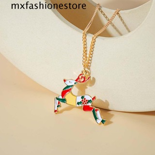 Mxfashione สร้อยคอ จี้ตุ๊กตาหิมะ กวาง ซานตาคลอส คริสต์มาส เครื่องประดับ