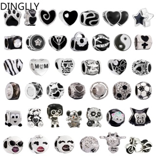 Dinglly ลูกปัดอัลลอย สีเงิน สีดํา และพลอยเทียม รูปสัตว์ สําห…