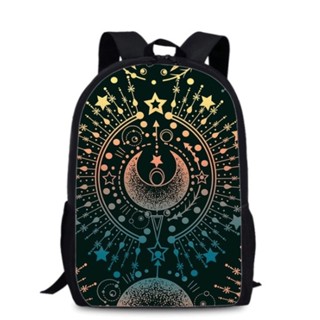Tarot, mandala pattern Moon &amp; Star Alchemy Magical กระเป๋าเป้สะพายหลัง กระเป๋าใส่แล็ปท็อป โน้ตบุ๊ก แท็บเล็ต กระเป๋านักเรียน สไตล์ลําลอง หลากสี สําหรับผู้หญิง ผู้ชาย