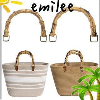 EMILEE หูหิ้วกระเป๋า แบบไม้ไผ่ ถอดออกได้ สําหรับกระเป๋าถือ DIY