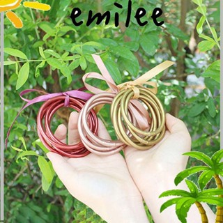 Emilee ชุดกําไลข้อมือ ซิลิโคน ลายสัญลักษณ์นําโชค สีทองอ่อน แฟชั่นสําหรับผู้หญิง 5 ชิ้น ต่อล็อต