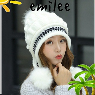 Emilee หมวกบีนนี่ หมวกสกี ฤดูหนาว หมวกลําลอง หมวกกะโหลก สไตล์วินเทจ