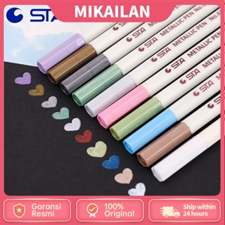 Sta ปากกามาร์กเกอร์ สีเมทัลลิก หัวแข็ง นิ่ม 6 สี 10 สี สําหรับวาดภาพ มาร์กเกอร์ DIY