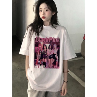 S-5XL BLACKPINK พิมพ์เสื้อยืดแขนสั้นสบาย ๆ BLACKPINK MY LOVE เสื้อยืด