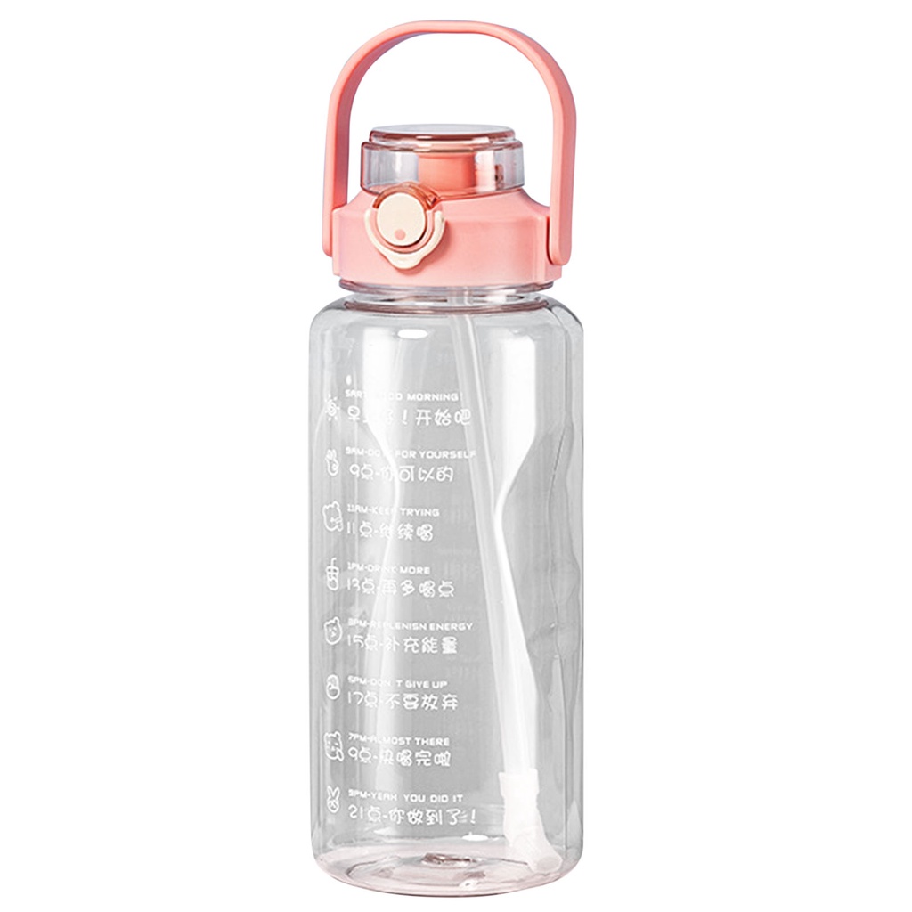 ขวดน้ําไล่ระดับสี ขวดน้ําดื่ม 2 ลิตรปลอดสาร BPA พร้อมหลอดสําหรับฟิตเนส