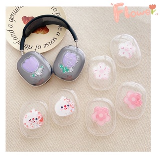 เคสหูฟังบลูทูธไร้สาย TPU นิ่ม แบบใส ลายดอกไม้ เรียบง่าย สําหรับ AirPods Max