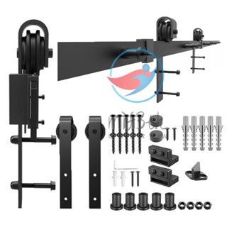 ชุดอุปกรณ์รางเลื่อนประตูบานเลื่อน 6.6 ฟุต ติดตั้งง่าย (ที่แขวนรูปตัว J)