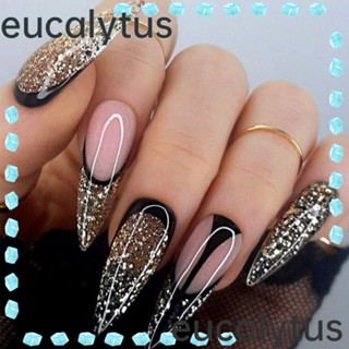 Eucalytus1 เล็บปลอม Diy สไตล์ฝรั่งเศส 24 ชิ้น