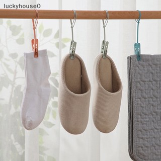 Luckyhouse0^^ คลิปตะขอพลาสติก กันลม แบบพกพา สําหรับแขวนเสื้อผ้า ถุงเท้า ผ้าห่ม 12 ชิ้น