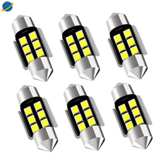 Festoon หลอดไฟซีนอน LED 6000K 6SMD สว่างมาก สีขาว สําหรับติดตกแต่งภายในประตูบ้าน CRDTH