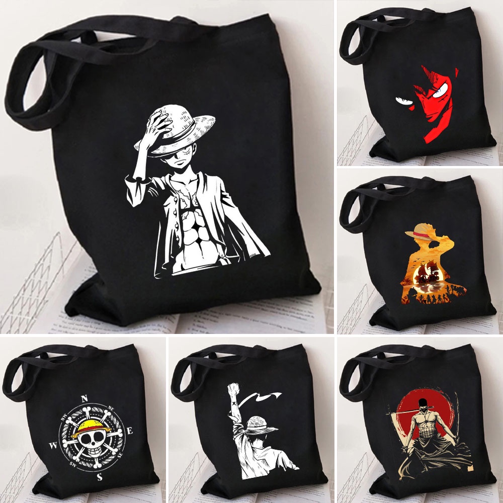 อะนิเมะลิง D Lufly One Piece กระเป๋าสะพายผ้าใบสำหรับผู้หญิง