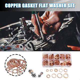 200pcs Flat Copper Washer Assortment O Ring Copper Gaskets Flat Ring Seal Kit