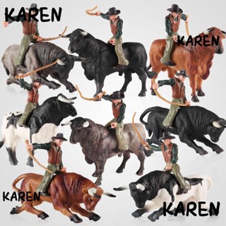 Karen โมเดลกระทิงพลาสติกจําลอง หลากสีสัน สําหรับตกแต่งบ้าน