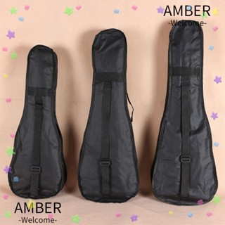 Amber กระเป๋ากีต้าร์ สีดํา 21/23/26 นิ้ว สายคล้องไหล่ กระเป๋าโฟล์ค อะคูสติก