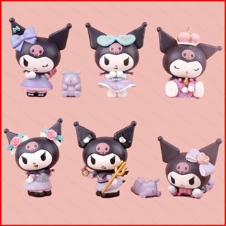 โมเดลฟิกเกอร์ Sanrio Kuromi Little Demon and Baku เหมาะกับของขวัญวันเกิด ของเล่นสําหรับเด็ก จํานวน 6 ชิ้น