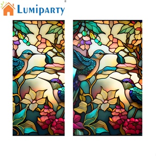 Lumiparty ฟิล์มติดกระจกหน้าต่าง ลายดอกไม้ นกฮัมมิ่งเบิร์ด หลากสี สไตล์เรโทร ไม่ทิ้งรอยกาว