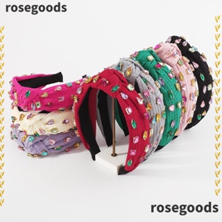 Rosegoods1 ที่คาดผม ประดับเพชรคริสตัล ขอบกว้าง หลากสี เครื่องประดับผม