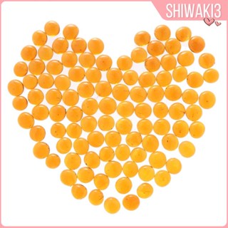 [Shiwaki3] แจกันลูกปัดแก้ว สีเหลืองอําพัน คละสี สําหรับตกแต่ง 100 ชิ้น