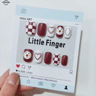 เล็บปลอมลายการ์ตูน เล็บสั้นเต็มเล็บ ง่ายและรวดเร็ว French Tip Nail Art booboom