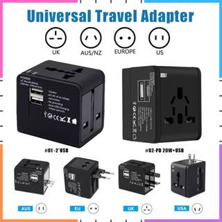 【พร้อมส่ง】อะแดปเตอร์ปลั๊กชาร์จ Usb Type C แบบคู่ US EU UK AU 2.1A PD 20W สําหรับเดินทาง