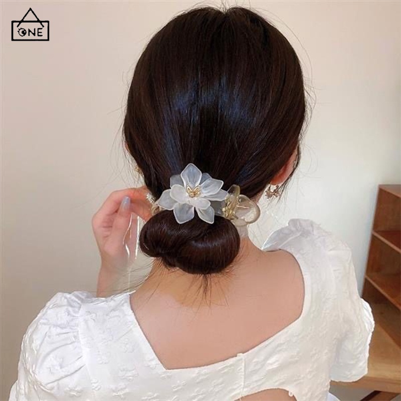 COD❤️พร้อมส่ง-กิ๊บติดผมโบว์ส์ใสผ้าไหมหรูหราแฟชั่นเกาหลีจับคลิปใหญ่หางม้าละเอียดอ่อนสำหรับผู้หญิงเครื่องประดับผม-a.one