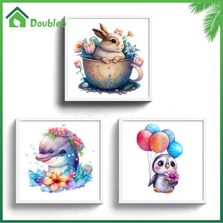 【Doub X ✮】ภาพวาดปักเพชร ทรงกลม ลายสัตว์ ดอกไม้ 5D DIY สําหรับตกแต่งบ้าน ✮