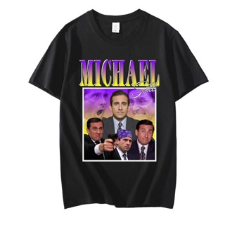 เสื้อยืดแขนสั้น ผ้าฝ้าย พิมพ์ลาย Michael Scott Homage The Office โอเวอร์ไซซ์ สําหรับผู้ชาย 