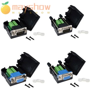 Mayshow ขั้วต่อ VGA พร้อมเปลือกหอย สามแถว ตัวเชื่อมต่อ VGA ไร้บัดกรี ประเภทสกรู 3+6 น็อต ตัวผู้ และตัวเมีย สําหรับหน้าจอคอมพิวเตอร์