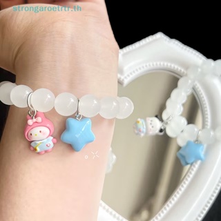 SANRIO Strongaroetrtr สร้อยข้อมือ ประดับลูกปัดคริสตัล ลายการ์ตูน Kuromi Cinnamoroll Melody น่ารัก เครื่องประดับ สําหรับผู้หญิง