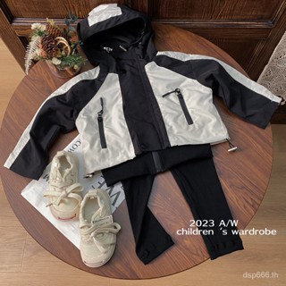 Korean style childrens clothing 2023 girls jacket Autumn New hooded outdoor clothes baby fashionable trench coat fashionable XPQU