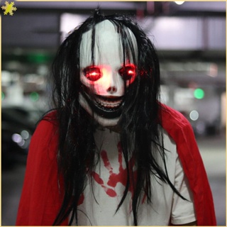 [LBE] Halloween Ghost Face Horror Mask Long Hair Headgear Scary Face Bloody Glow Mask