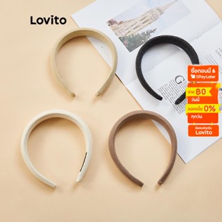 Lovito ที่คาดผม แถบกว้าง สวมใส่สบาย แบบเรียบ สไตล์ลำลอง L17M374 (สีกากี/สีน้ำตาลอ่อน/สีออฟไวท์/สีดำ)