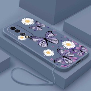 [พร้อมส่ง] เคสโทรศัพท์มือถือ ขอบตรง ลายดอกเดซี่ ผีเสื้อ สําหรับ Honor 90 Lite 70 Pro 5G honor90 50 Lite