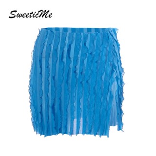 Sweeticme กระโปรงสั้นลําลอง ผ่าข้าง สีพื้น เซ็กซี่ เข้ากับทุกการแต่งกาย แฟชั่นสําหรับสตรี 2023