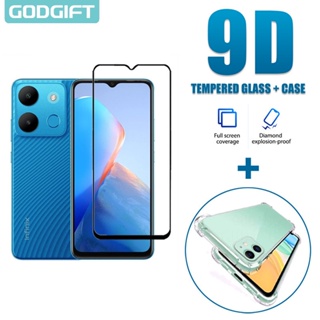 Godgift 2 in 1 ฟิล์มกระจกนิรภัยกันรอยหน้าจอ แบบเต็มจอ ซิลิโคน กันกระแทก สําหรับ Infinix Smart 7 6 5 Note 12 G96 G88 11s 11 Pro 5G VIP Hot 11s 11 Play 12i 2022