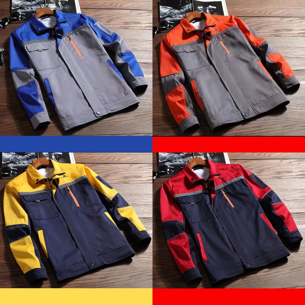 เสื้อช่าง  เสื้อช็อป เสื้อแจ็กเก็ตแขนยาว  สะท้อนแสง เพื่อความปลอดภัย เหมาะกับใส่ทํางานโรงงาน พนักงาน และพนักงานเทคนิค สําหรับผู้ชาย และผู้หญิง