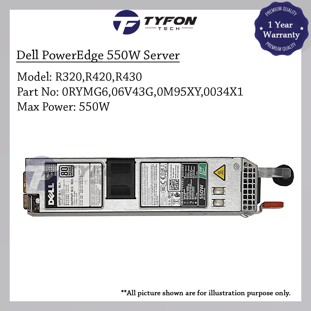 Dell PowerEdge R230 R320 R330 R420 R430 R440 R510 แหล่งจ่ายไฟ PSU 550W D550E-S1(ตกแต่งใหม่)